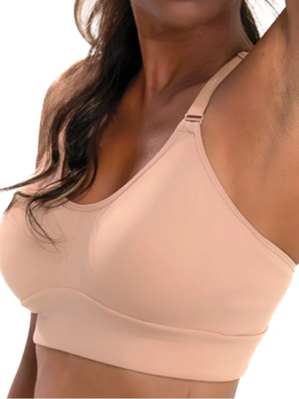 Seamless Nude Wireless Support Bra with Adjustable Straps